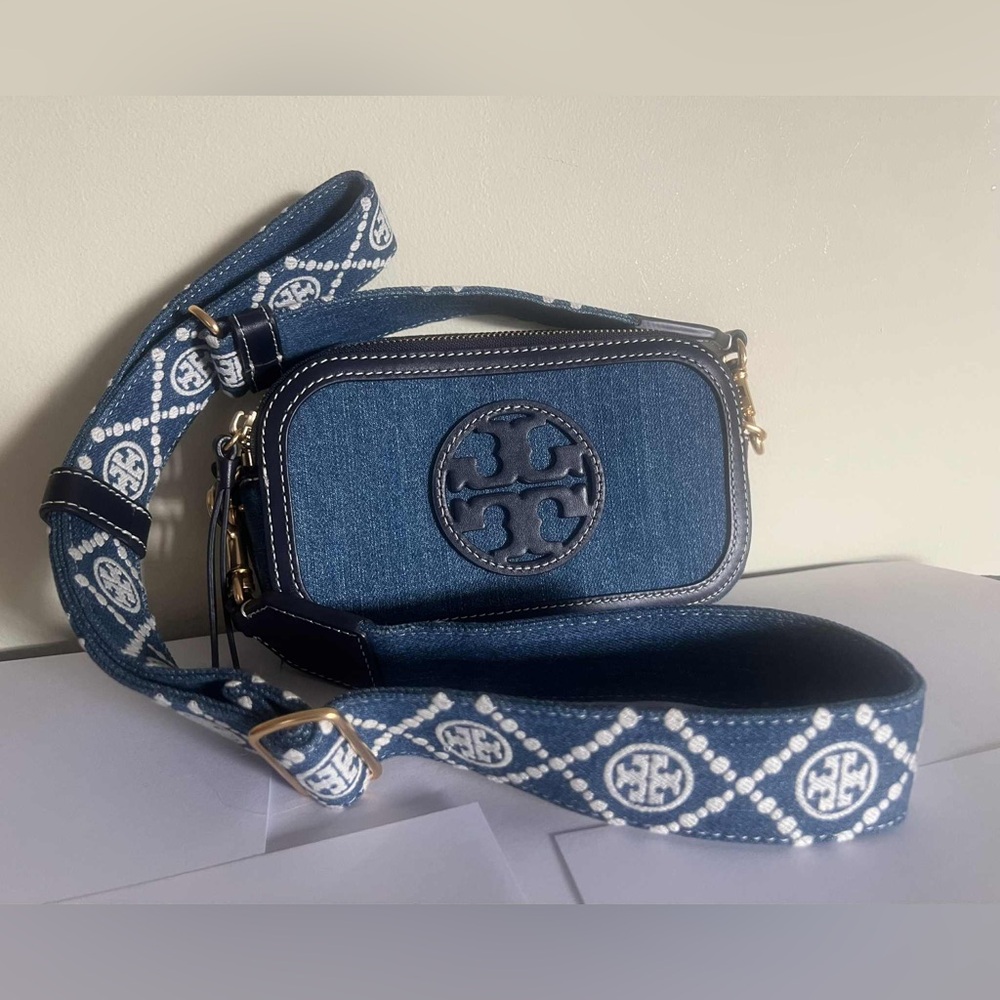Tory Burch Denim and Navy Crossbody Bag